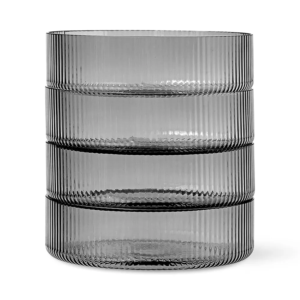 Ripple Serving Bowls - Set of 4 - Smoked Grey