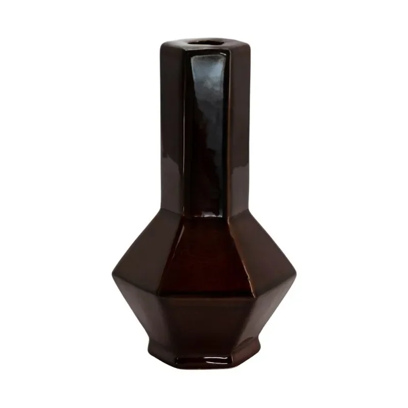 Axis large Candle holder 11,5x10,3x20 cm Earthenware dark red