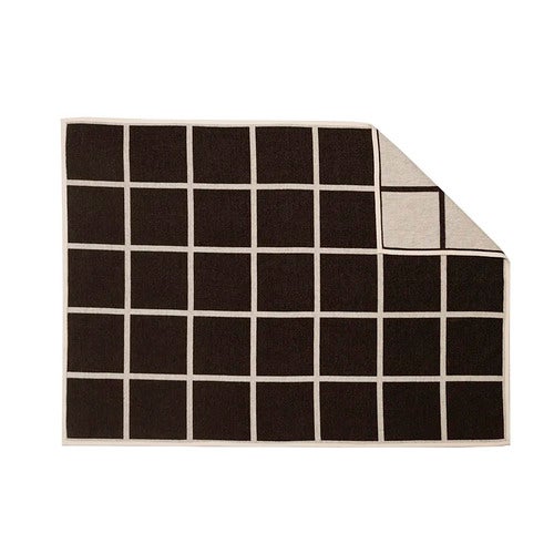 Woven blanket in lambswool Criss Dark Brown