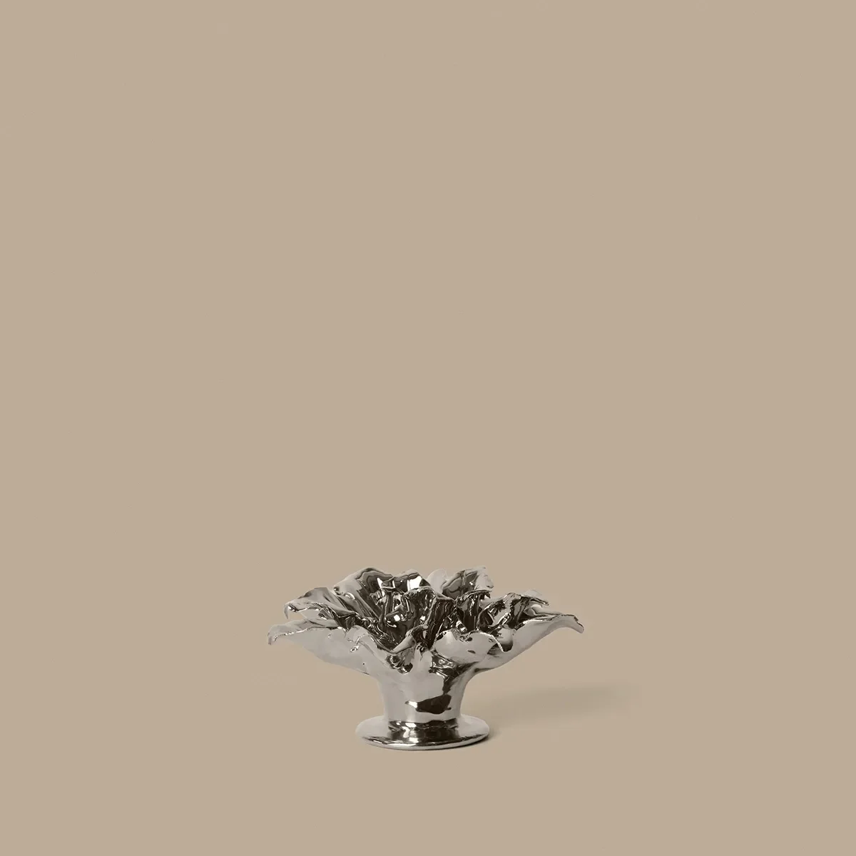 Candle Holder Holly Leaf Silver Ø 12 cm