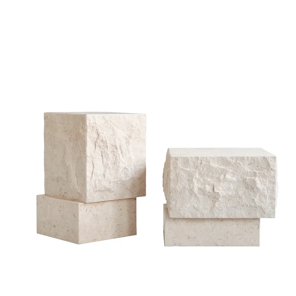 Temple Coffee Table, Tall - Limestone