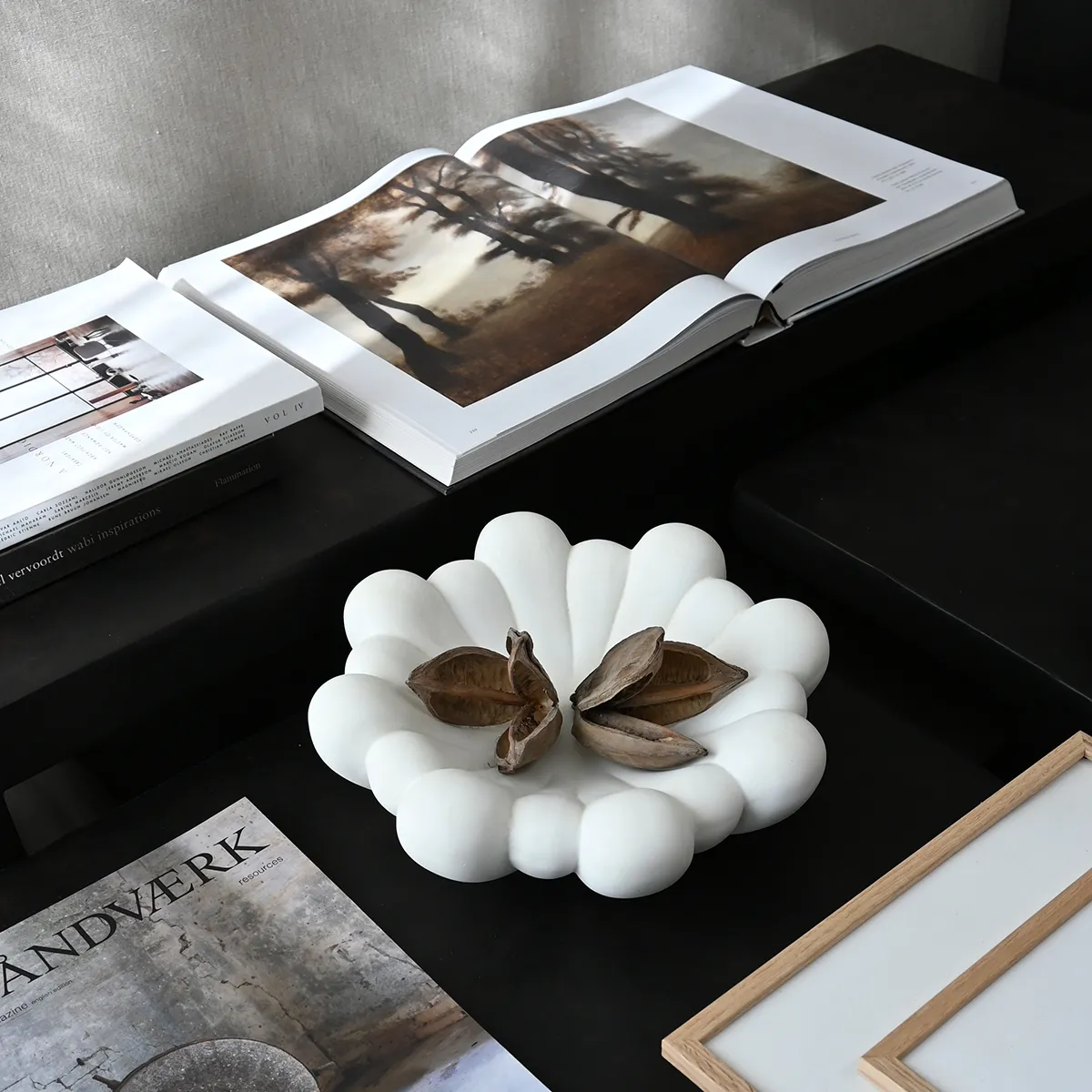 Handmade Decorative Bowl Bloom Bone White Ø 28,5 cm