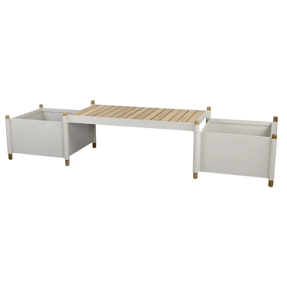 Sticks planter bench incl. 2 planters Teak/sand