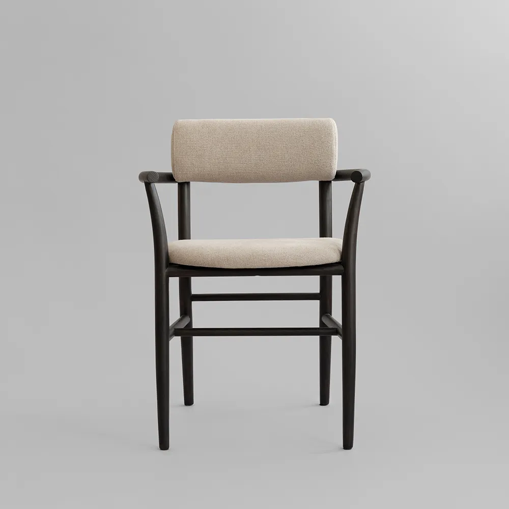 Nama Dining Chair, Armrest - Coffee Black, Linen