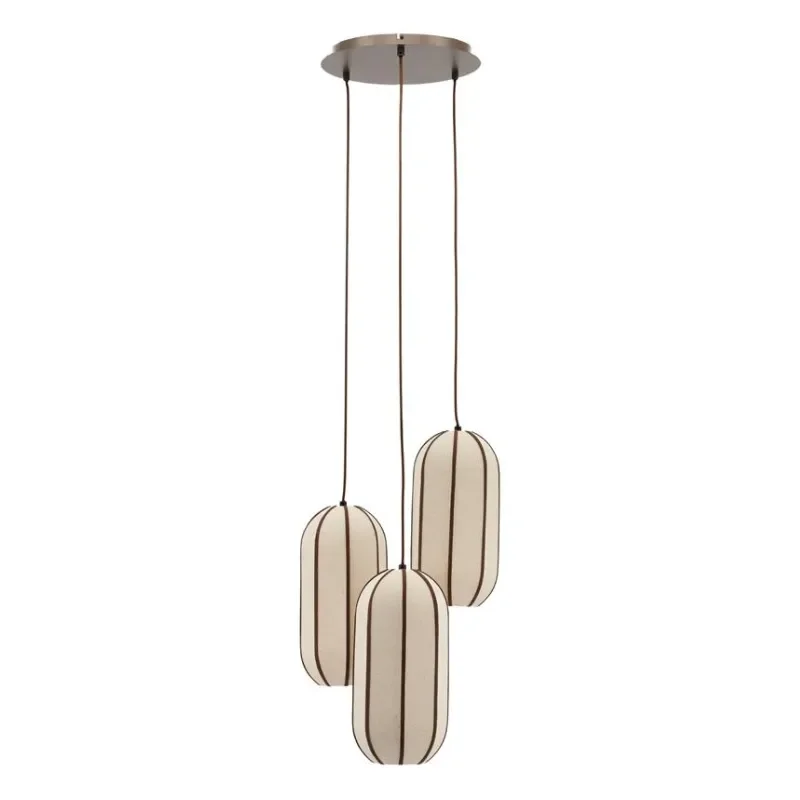 Cocoon cluster round Pendant lamp 43x43x149 cm IJzer, leer & linnen Natural