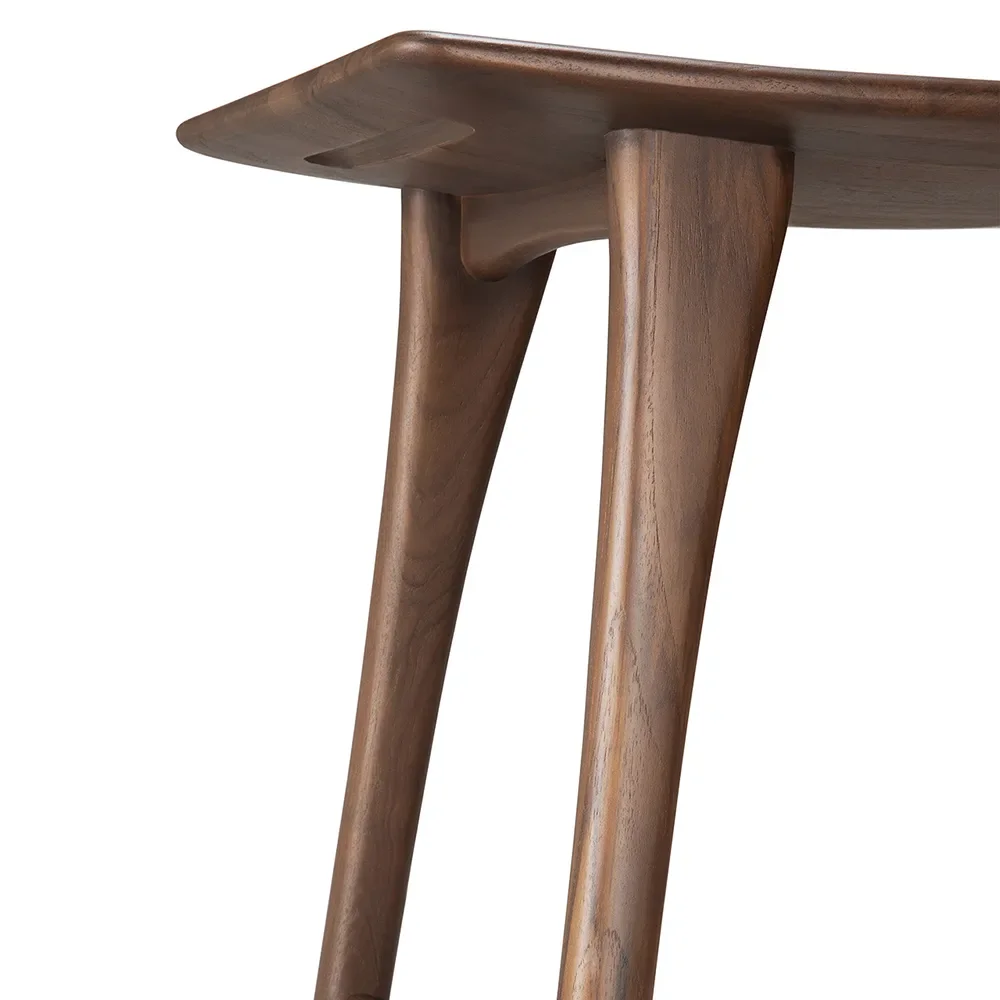Osso Bar stool low Brown varnished teak