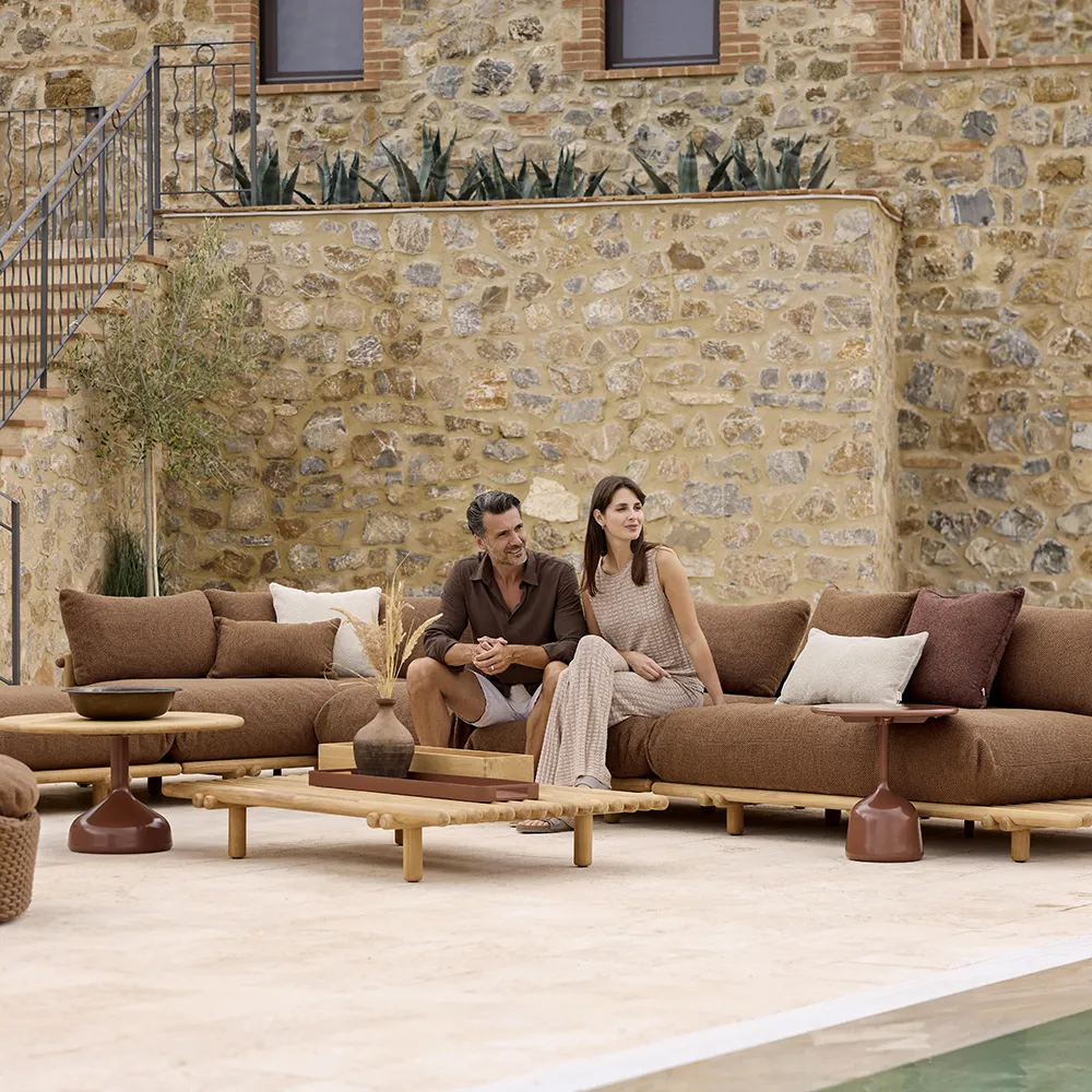 Sticks sofa w/ chaise lounge Teak/umber brown