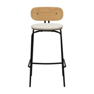 Curious Bar Stool Oak/Black Teddy White