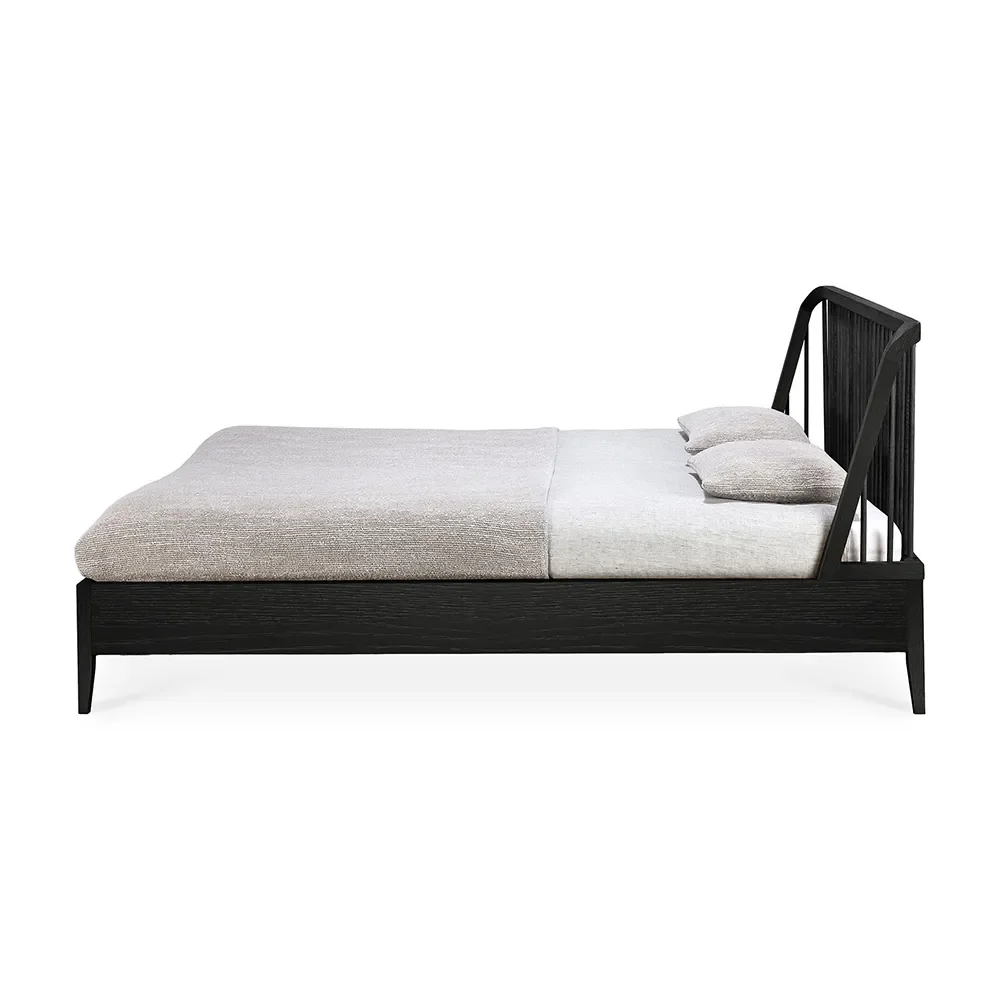 Spindle Bed frame 180x200 cm Black oak