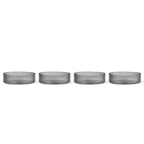 Ripple Serving Bowls - Set of 4 - Smoked Grey