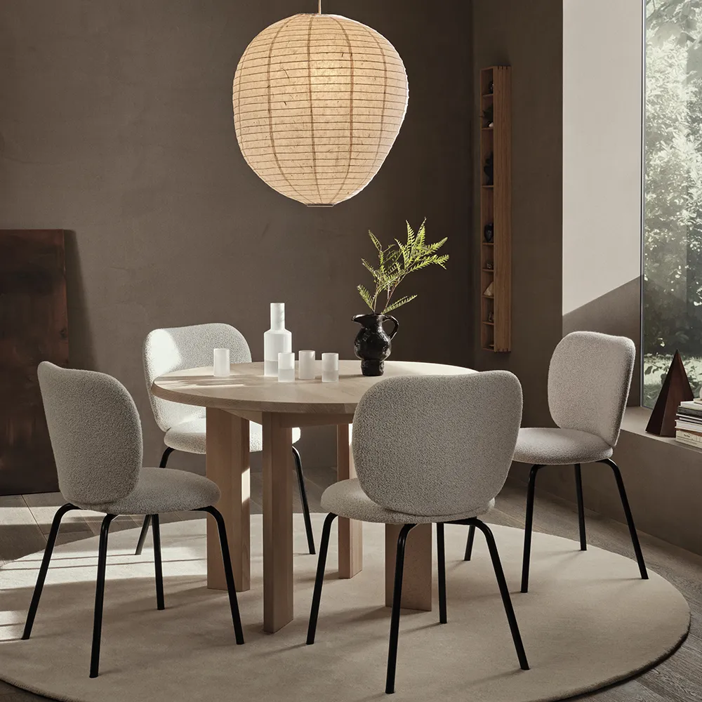 Rico Chair Black Soft Bouclé - Off-white/Sand