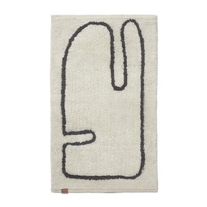 Washable Bath Mat in Organic Cotton Off-white/Coffee