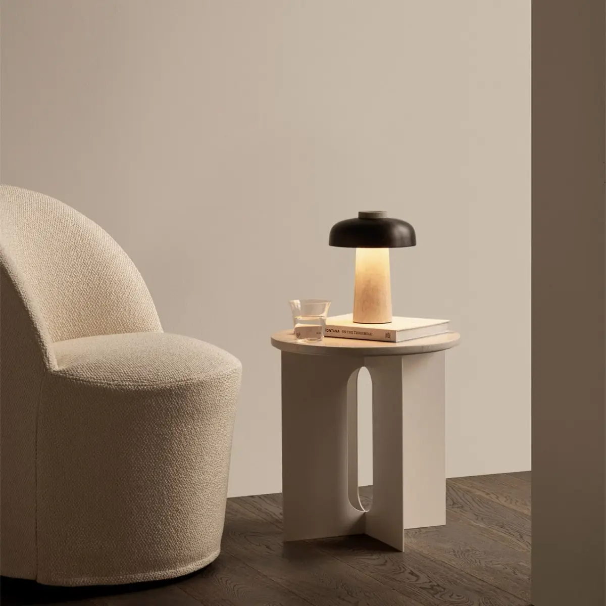  Androgyne Side table/base Ivory Steel - Ø40 cm
