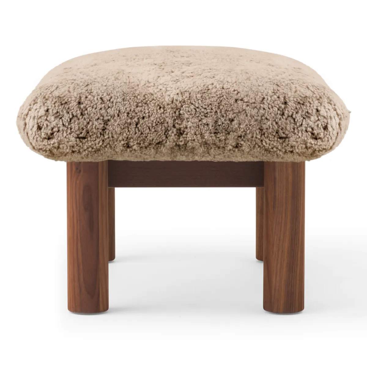 Brasilia Stool Solid Walnut Sheepskin Nevotex Sahara