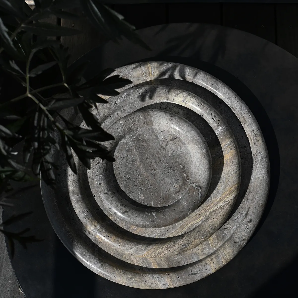 Decorative Tray in Travertine Enkei Medio Ø 30 cm