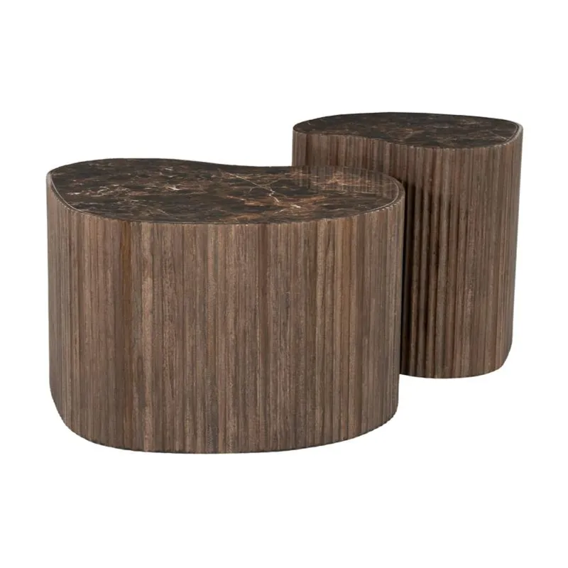 Nice (set of 2) 60x60x37 cm / 42x42x42 cm teak brown