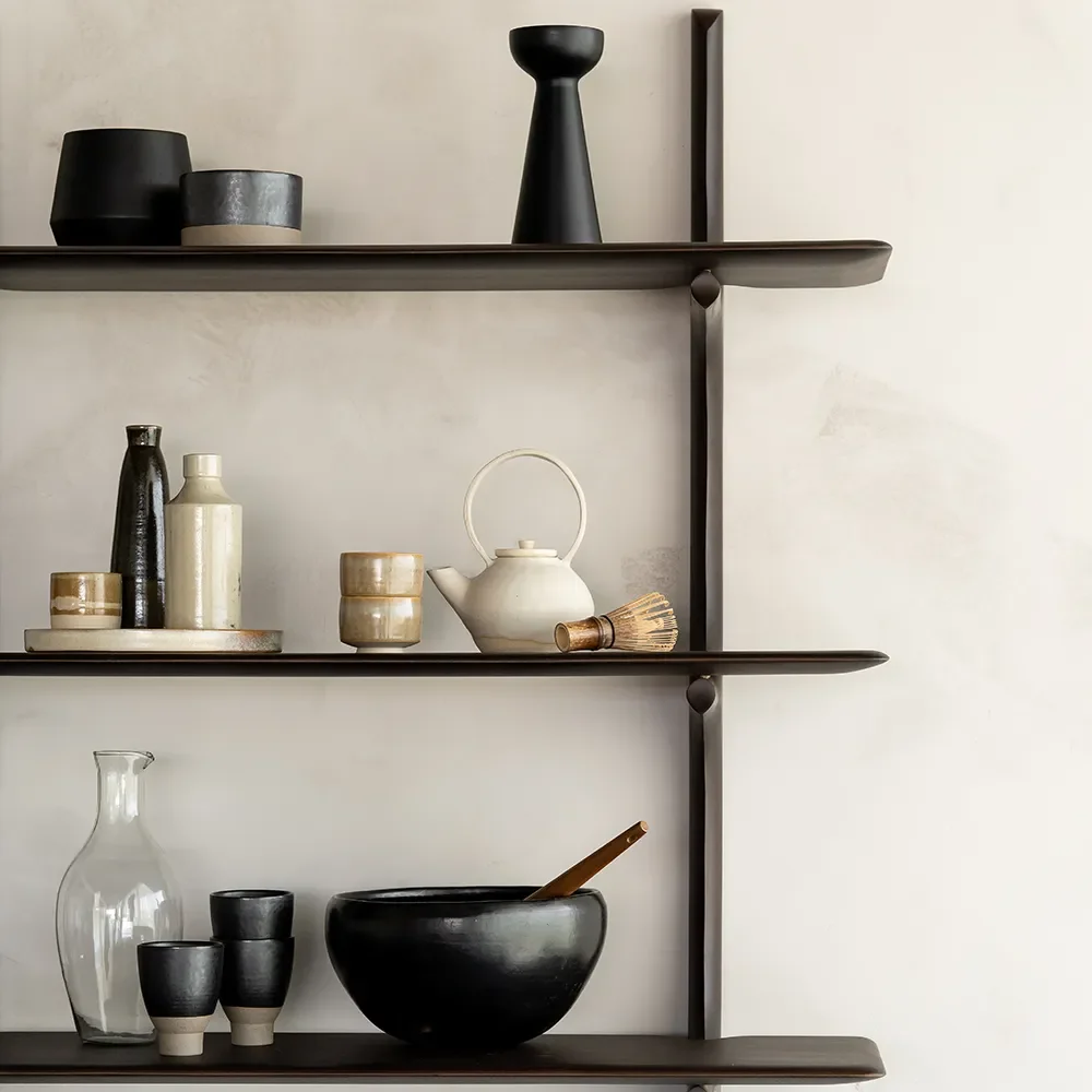 PI Wall shelf Mahogany dark brown 3 shelves