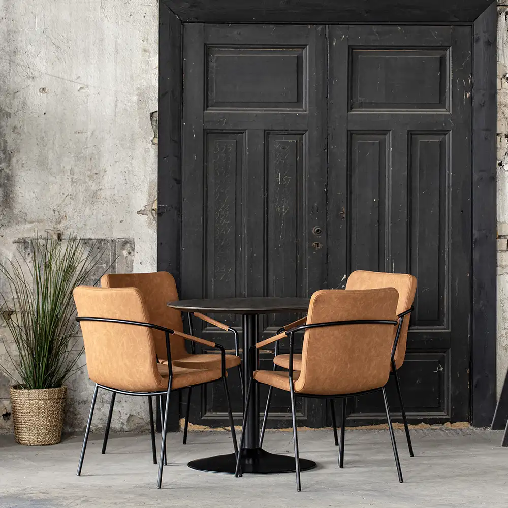 Miles Dining table trumpet base 80 cm black stained ash