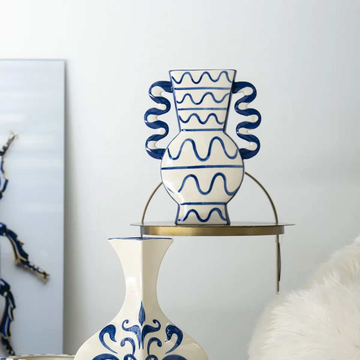 Decorative Vase Blu 3 H27 cm