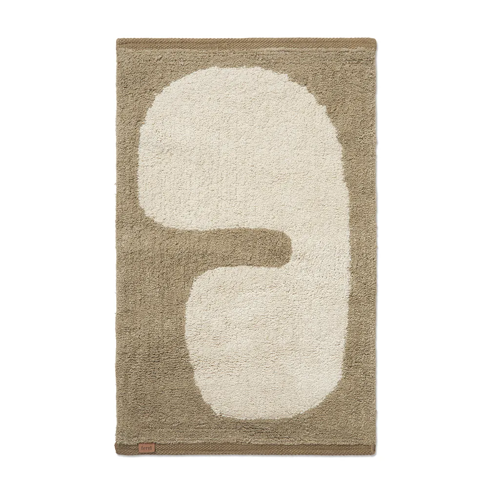 Washable Bath Mat in Organic Cotton Dark Taupe/Off-white