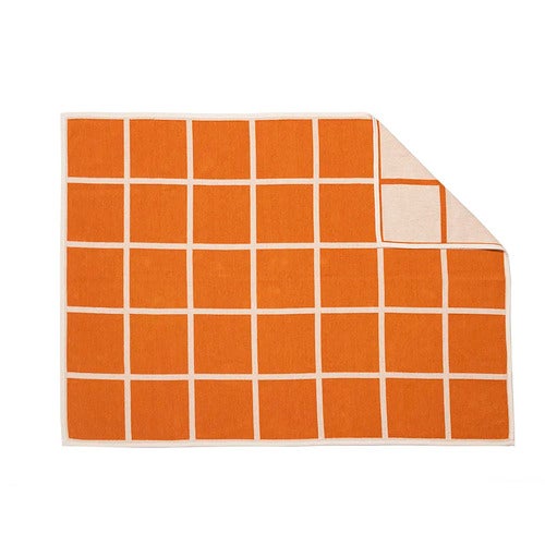 Woven blanket in lambswool Criss Pale Orange