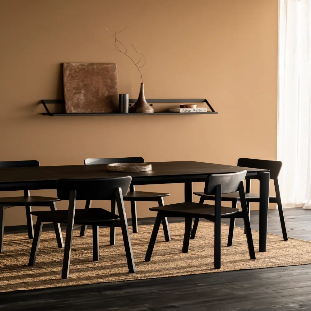  Ribbon shelf 140x20 cm black oak/black metal