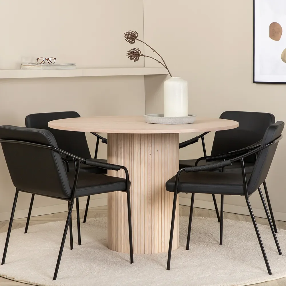 Bianca Dining table Ø110 White plastered