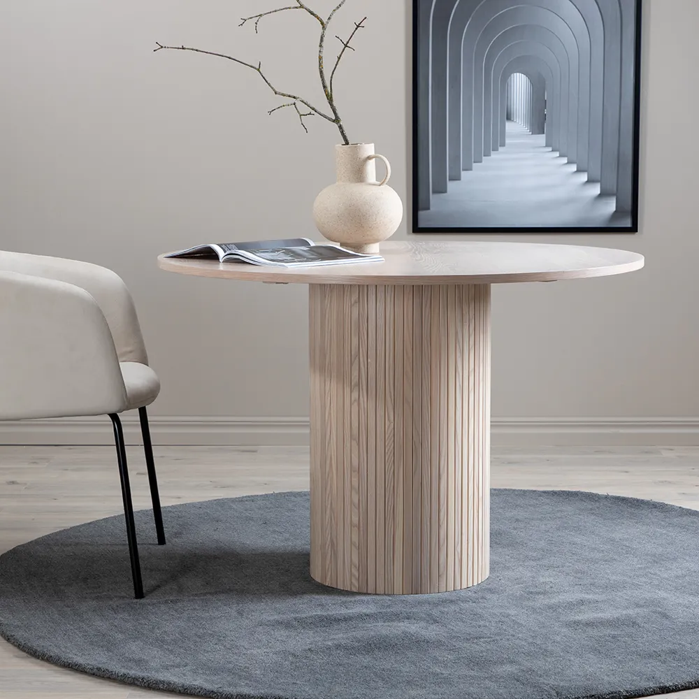 Bianca Dining table Ø110 White plastered