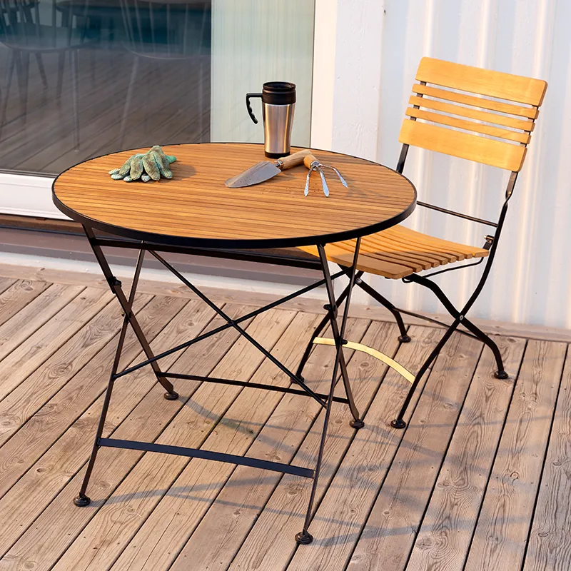 Brewer table  Ø 85 cm  Black / Teak