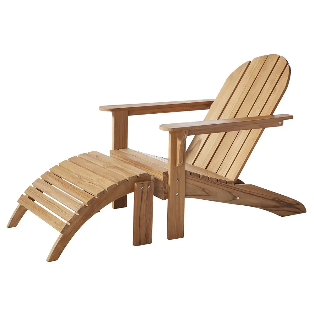 Adirondack armchair incl. stool teak