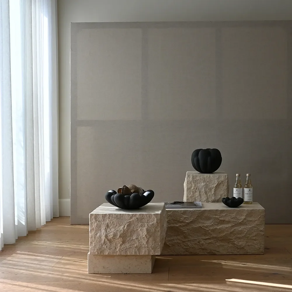 Temple Coffee Table, Tall - Limestone