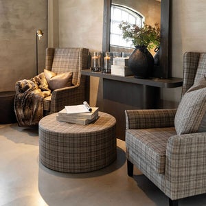 Rockwell fabric armchair-callum plaid brown