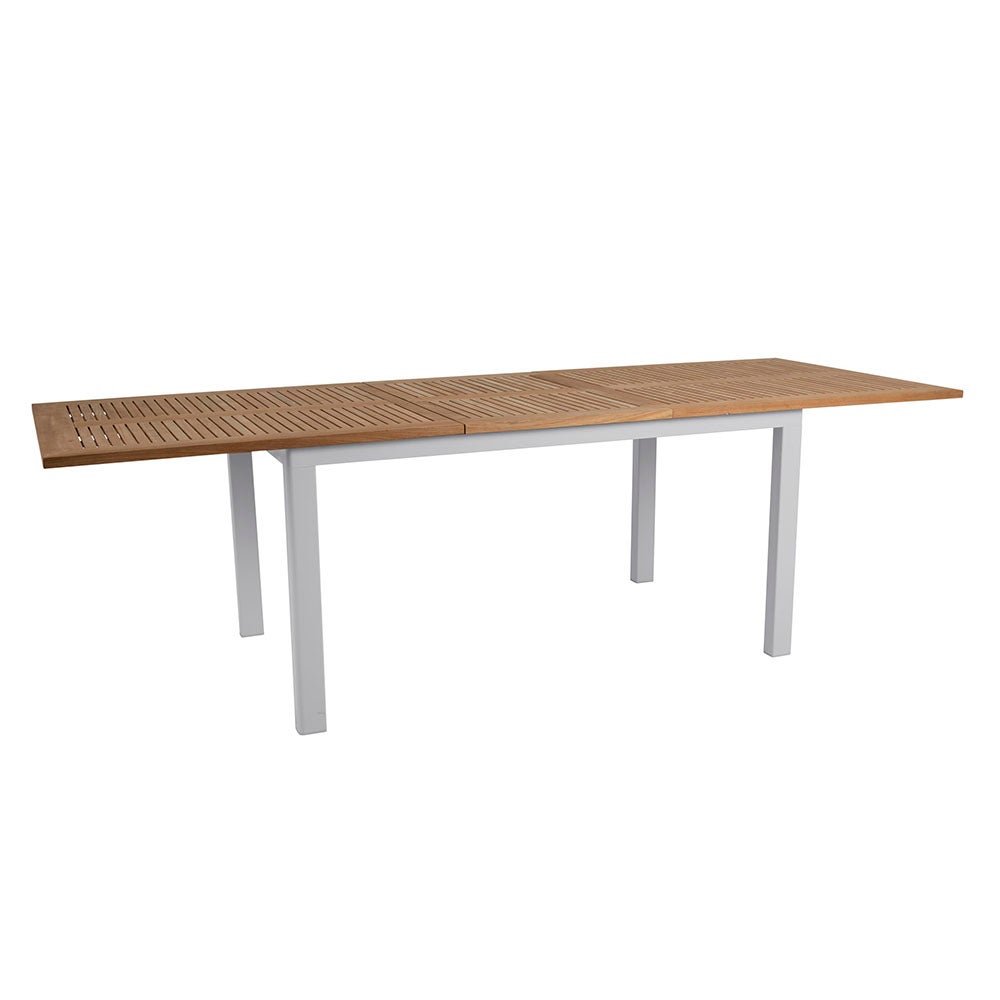 Lyon dining table 92x194-252 cm Light Grey/Teak