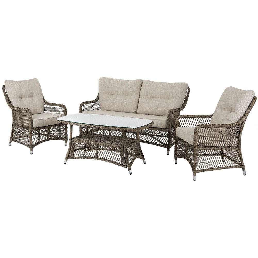 Elder sofa group rustic synthetic rattan
