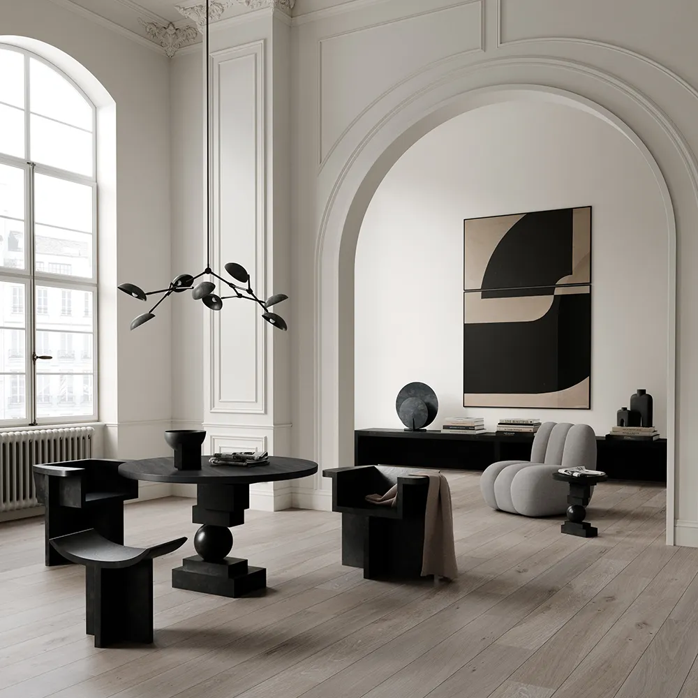 Artist Dining Table, Ø120 - Coffee Black Oak
