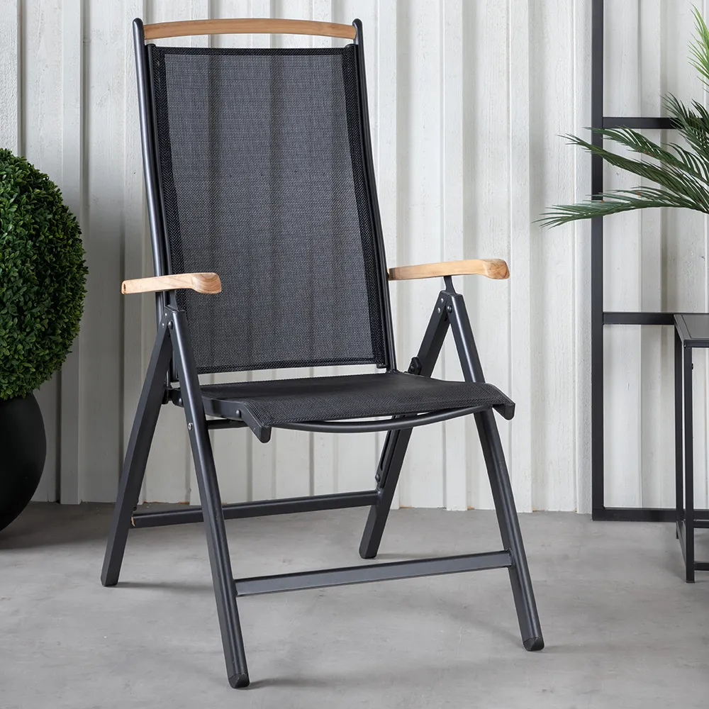Panama Positioning Chair Black/Teak 2-pack