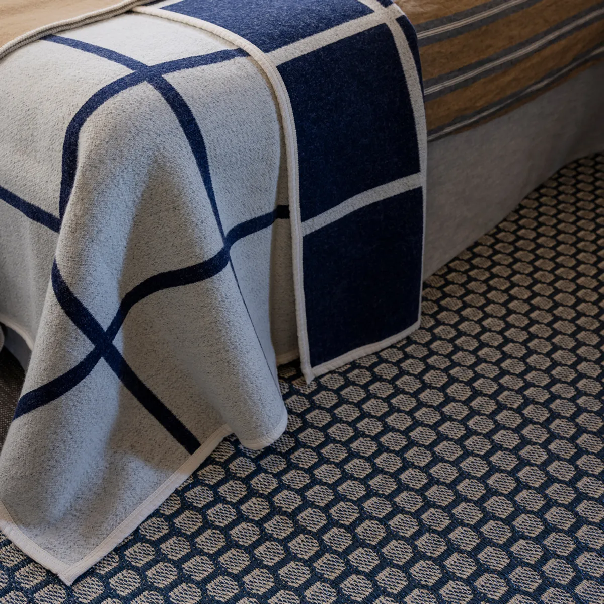 Reversible Plastic Rug MIMI Ocean Blue/Cream 70x300 cm