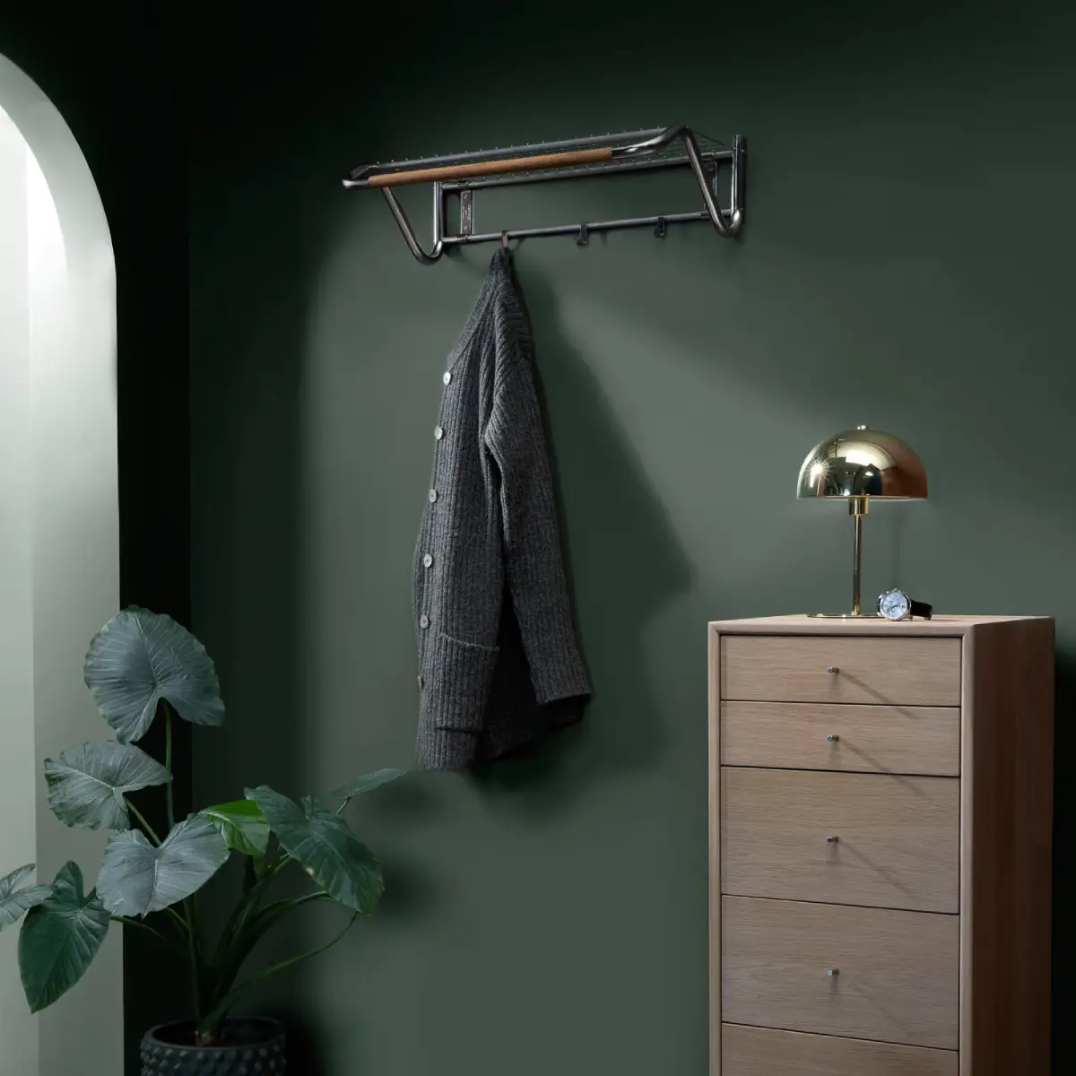 Funk Hat shelf 61 cm Rostfritt stål Oak