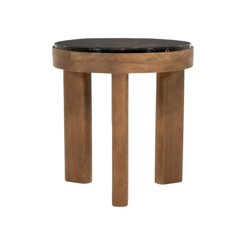 Lucent Side table 45x45x50 cm Mango Wood & Glass Brown