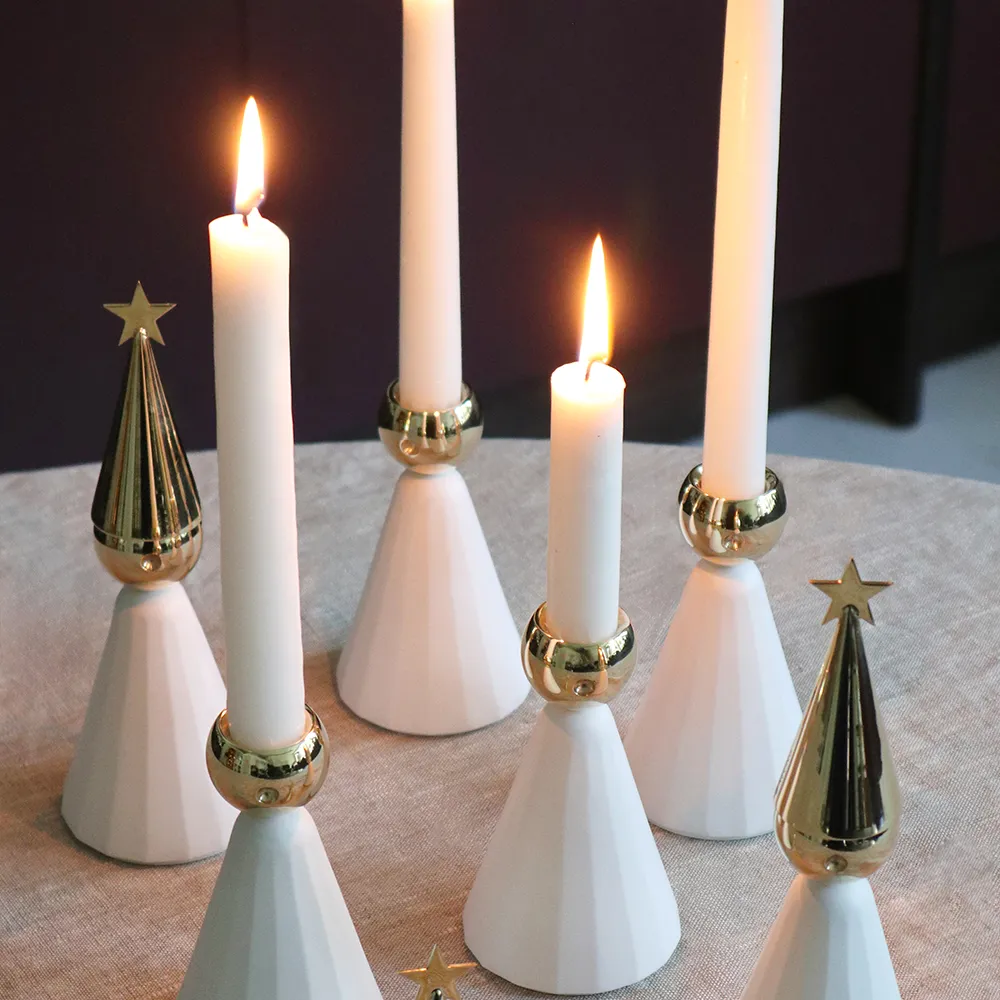Soprano candlestick Brass and white lacquered aluminium