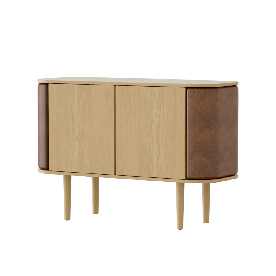  Treasures 2-door cabinet Oak/brown faux leather