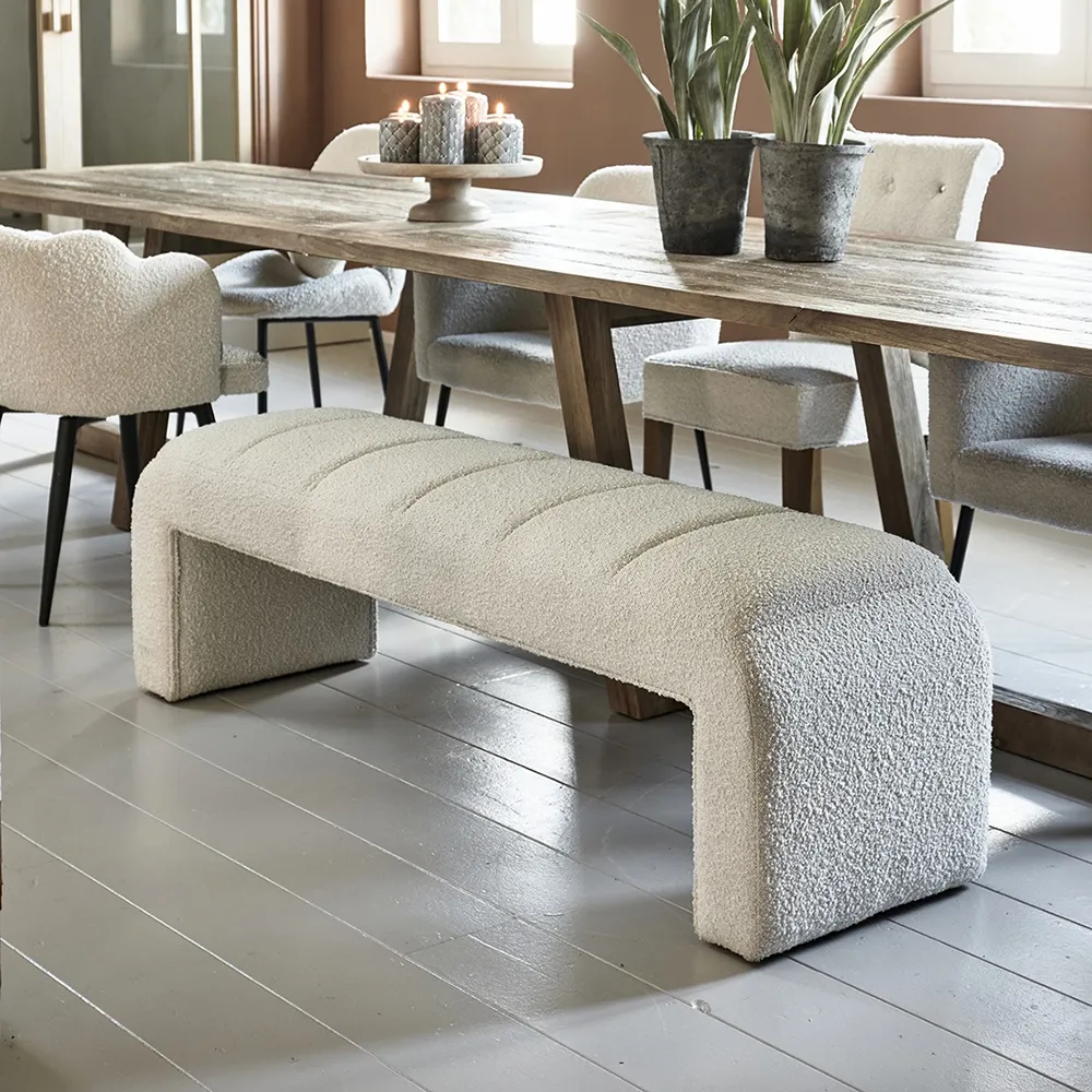 Brera Bench bouclé white