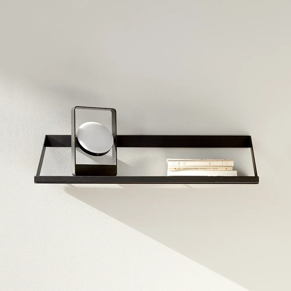  Ribbon shelf 70x20 cm black oak/black metal