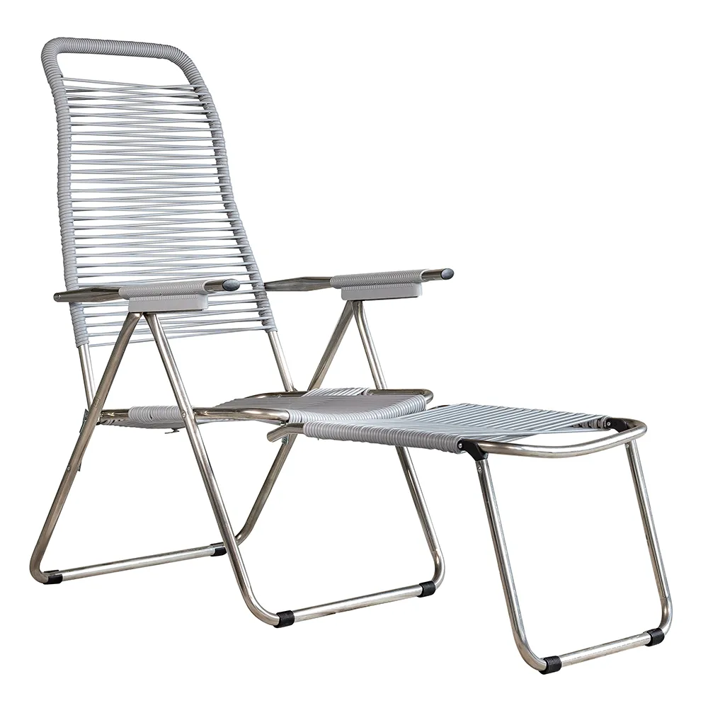 Spaghetti deck chair matt grey aluminium