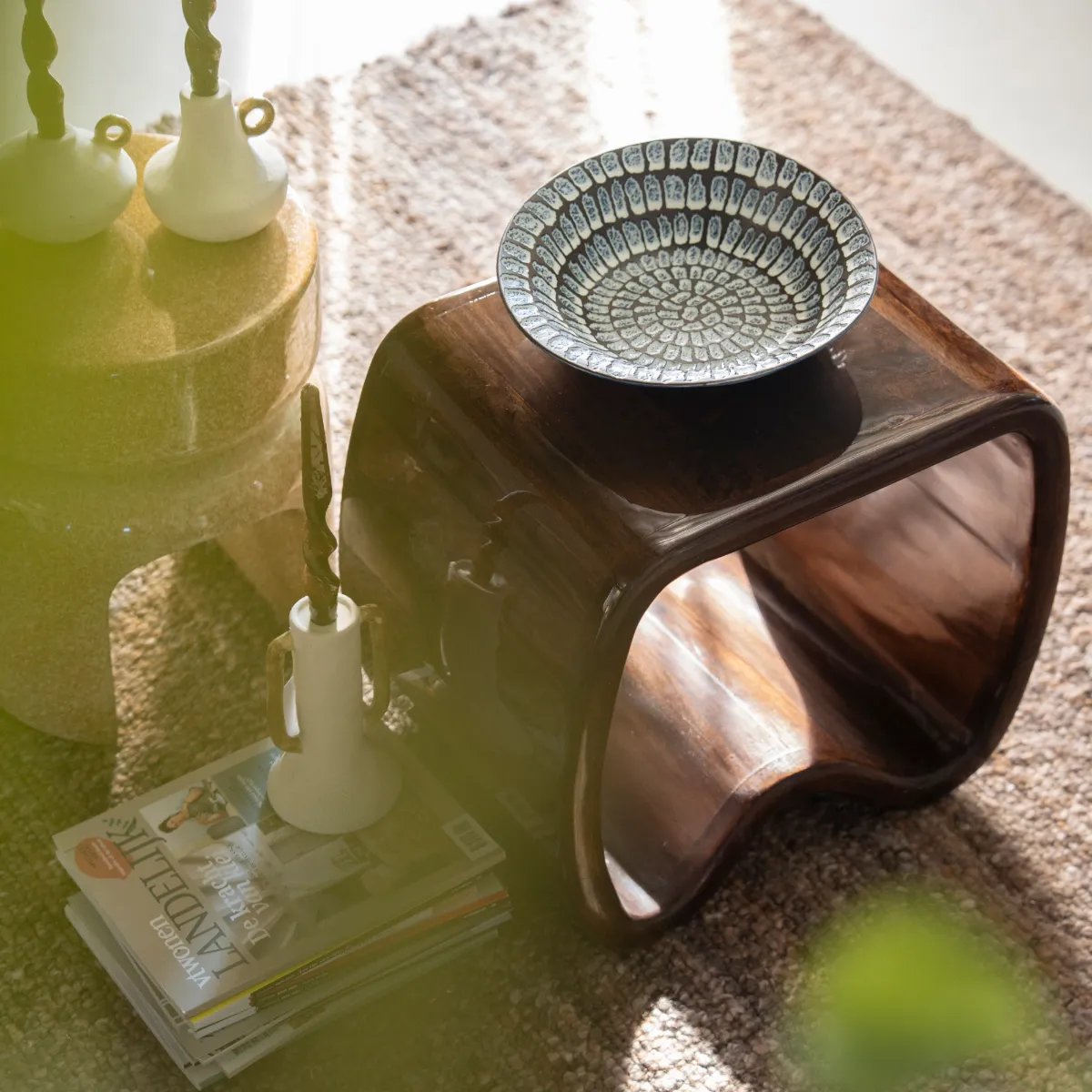 Isoko Bowl 33x31,5x8 cm Earthenware Brown