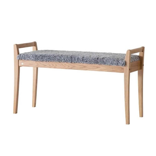 Meja Bench Lacquered Oak/Sheepskin Light Grey