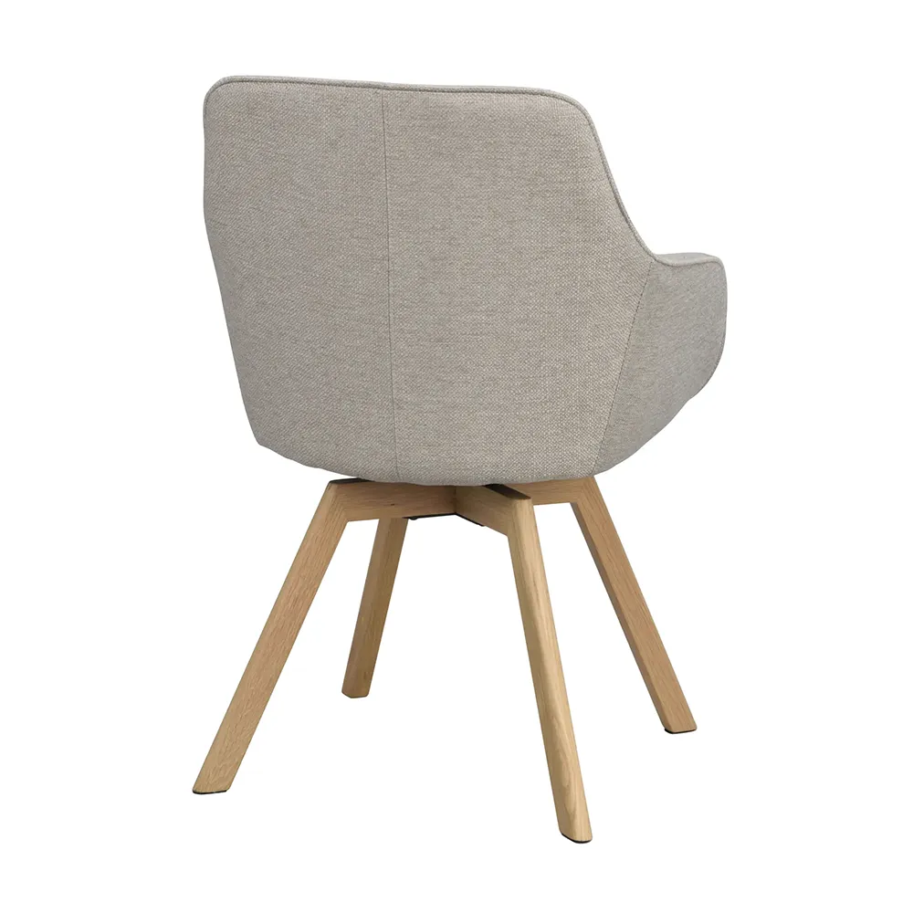 Alison chair with armrests beige fabric/oak legs