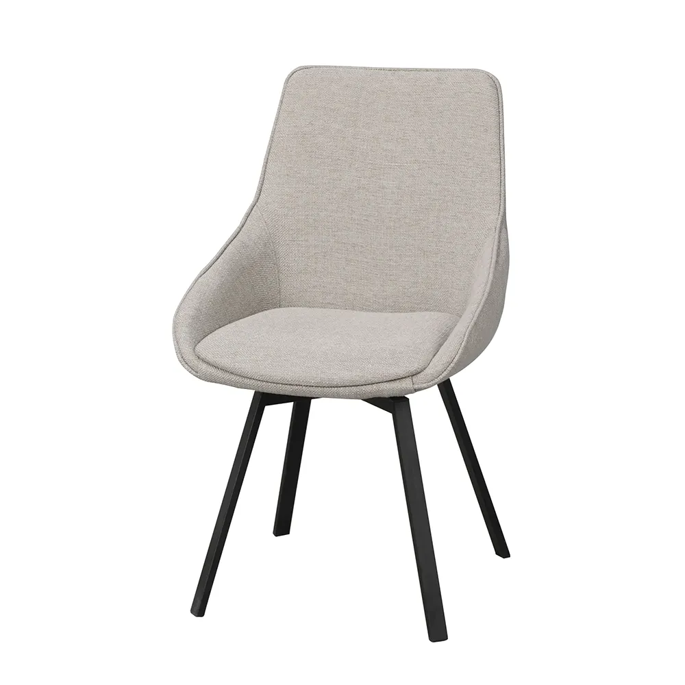 Alison dining chair beige fabric/black metal legs