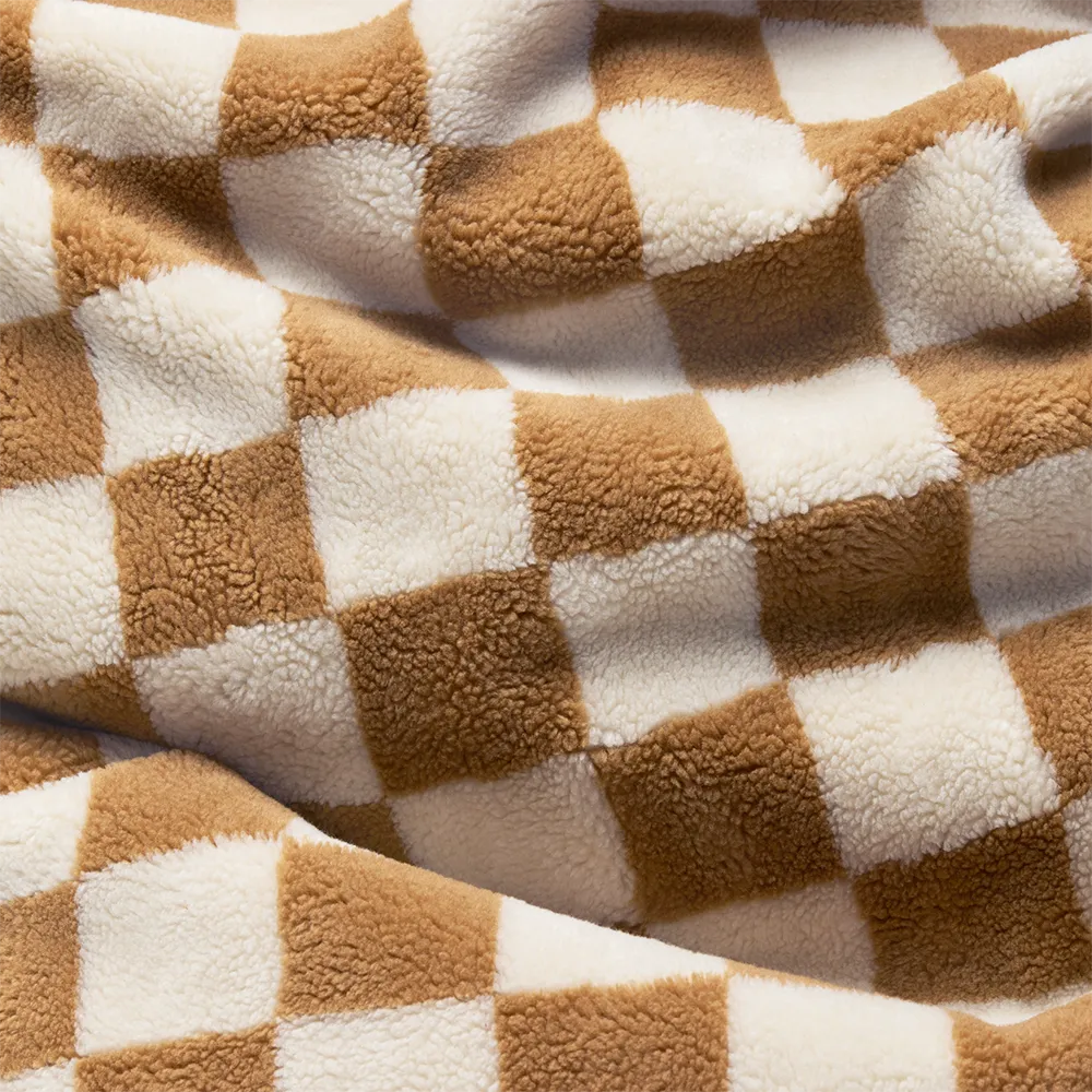 Square Pillow Teddy Chess Almond Creme