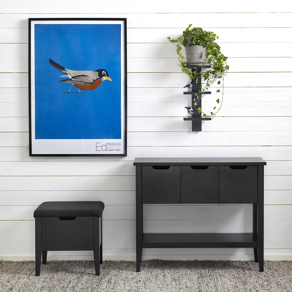 Klinte bench 45 cm black with wool fabric